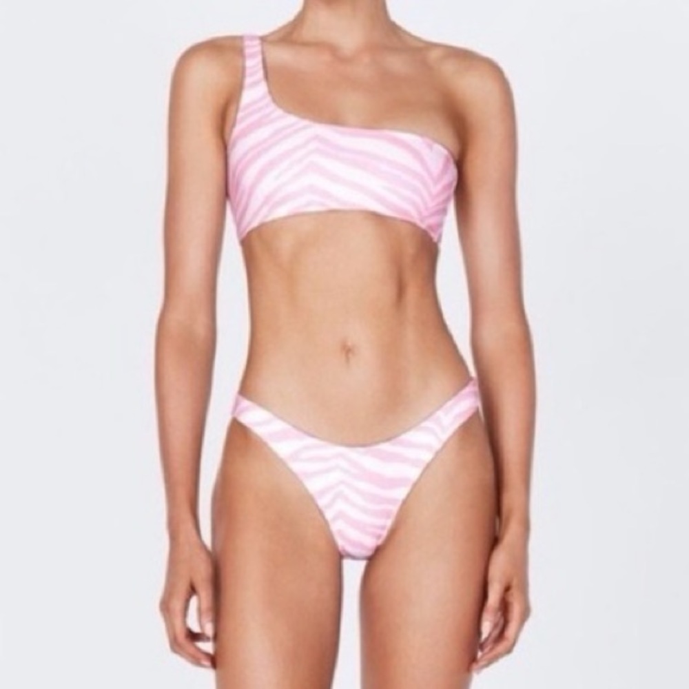 Pink zebra triangl bikini set